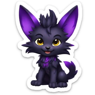 Anthro-Edgy-Cool-Black-Purple-Contrast-Colors-Fantasy-Fur-Sona-Chibi-Shiny-Fakémon-Hybrid full body sticker