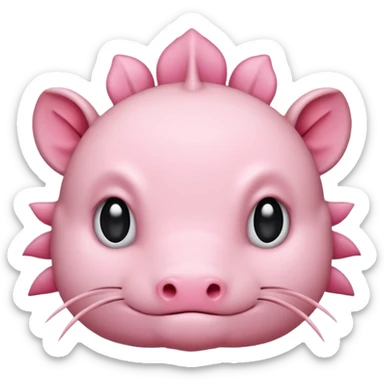 simple axolotl head, animal emoji style, similar to tiger, lion, or horse emoji, cute, rounded, minimal details, soft colors sticker
