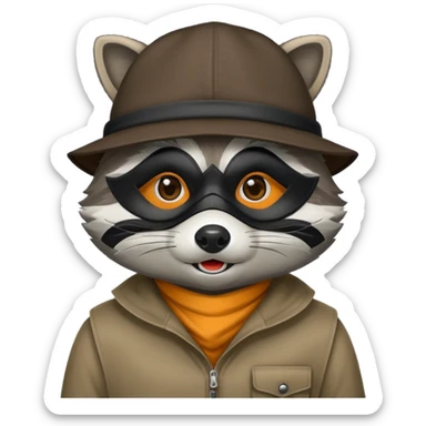 raccoon with mask and incognito hat sticker