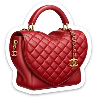 chanel heart dark red color bag sticker