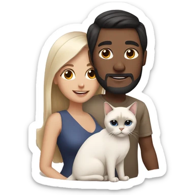 Couple with a siamese and himalayan cat sticker
