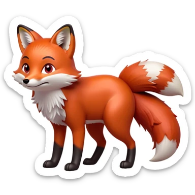 cinematic-[fox]-realistic-full-body-standing on all fours-emoji,-tail-tucked-close,-head-tilted-dramatically,-fox-[red]-fur,-simplified-yet-realistic-focused-features,-highly-detailed,-glowing-with-an-almost-sarcastic-glow  =expressive eyes sticker