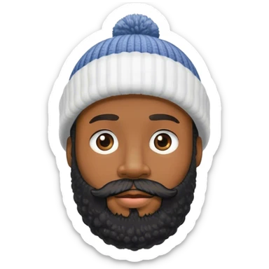 Black Bearded man with bobble hat on  sticker