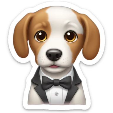 A cute puppy that needs head rubs in a suit sticker