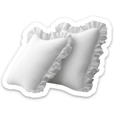 2 white pillows with ruffles different size  sticker