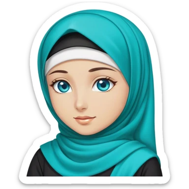 Turkish beautiful finish Konya girl blue eyes with hijab and turquoise stone dress sticker