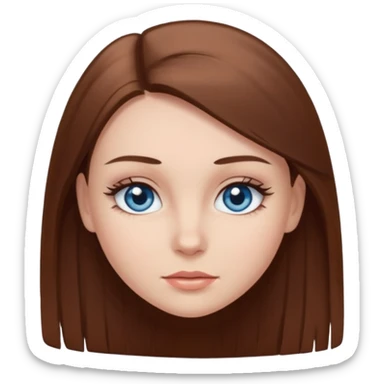 Girl with blue eyes brown straight her and long lashes sticker