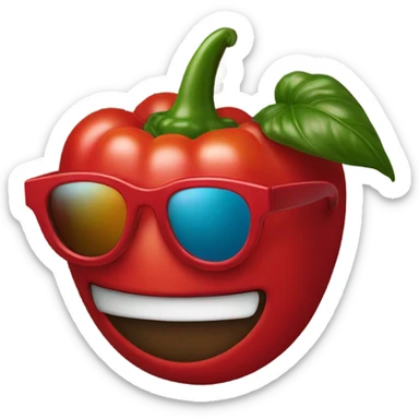 Red pepper with Mantel and sunglasses and necklace sticker