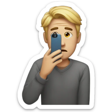 sad man taking a selfie wiith his phone while crying sticker