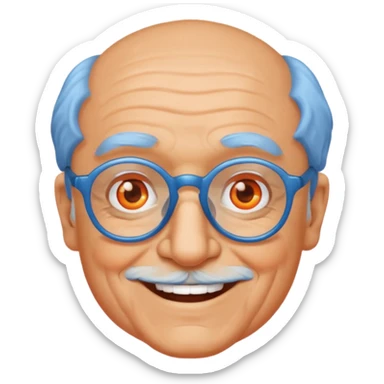 blue skinned orange glassed grandpa sticker
