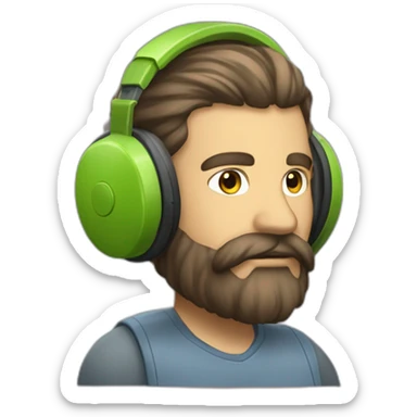 Personne qui joue sur un PC avec un casque quelque poile de barbe exemple 18às sticker