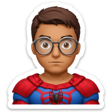 Spiderman, wearing gladiator cloth, big round glassed sticker