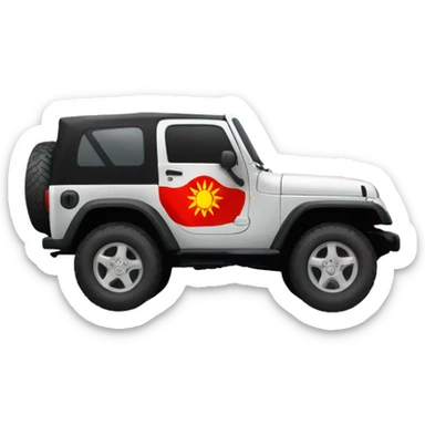 a jeep with the flag of Kyrgyzstan sticker