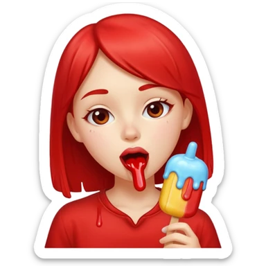 Girls licks popsicle  sticker