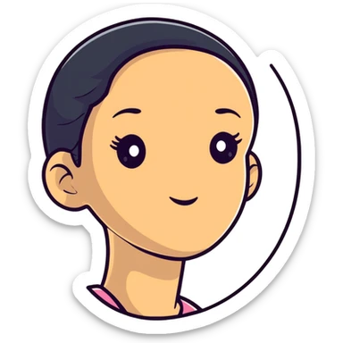 girl character with oval flat top head sticker