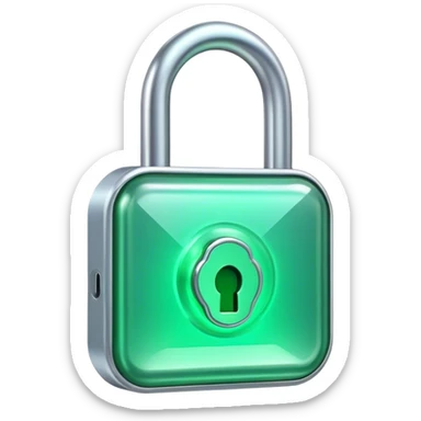 holographic and glassmorphic green lock sticker