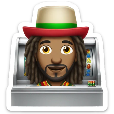 rasta italian man playing slot machine sticker
