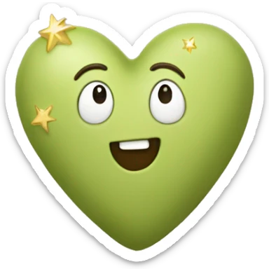 pistachio-colored heart with stars sticker