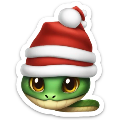 cute snake in a Christmas cap sticker