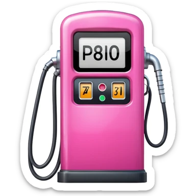 a pink petrol pump sticker