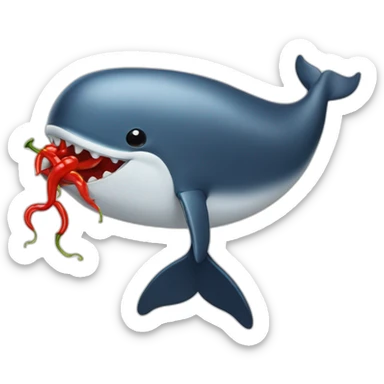 Whale eating a chili pepper sticker
