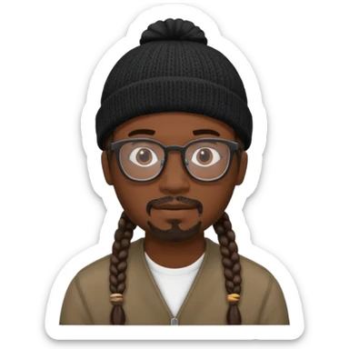 man with braids glasses beanie and goatee sticker
