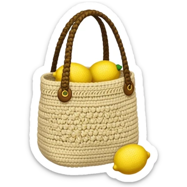beige crocheted bag holding lemons sticker