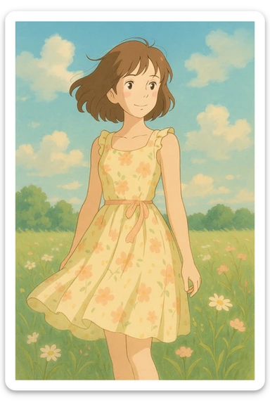 pretty summer dress, soft colors, gentle lighting sticker