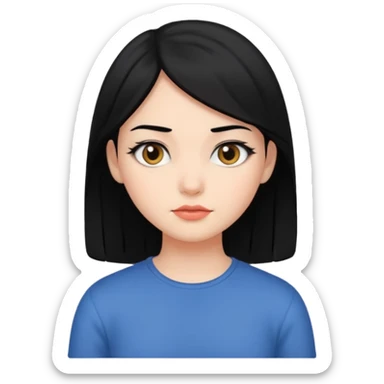 Side eye emoji girl with black hair sticker