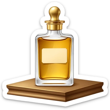 luxurious serum bottle with fancy label on a shelf, blank sticky note nearby sticker