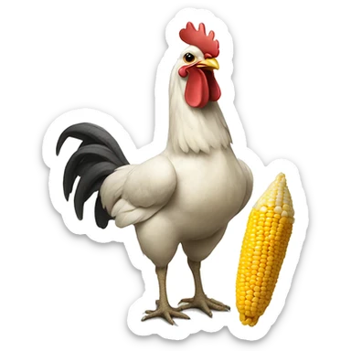 chicken eating corn sticker