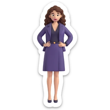 Trendy fashionable woman with long curly hair wearing chic clothes sticker