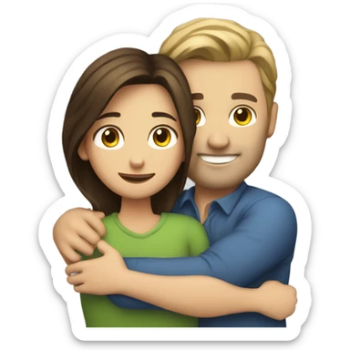caucasian man hugging brunette girl sticker