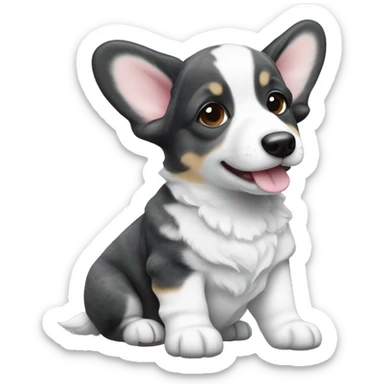 Blue marble corgi cardigan puppy sticker