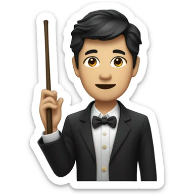 asian american orchestra conductor with dark hair and baton sticker
