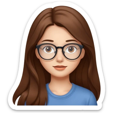 Beautiful girl with long brown hair and glasses sticker