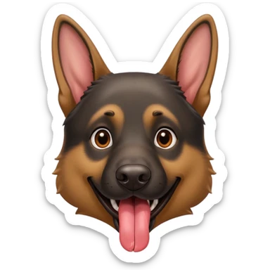 cartoon style dark German Shepherd dog with its tongue hanging out long sticker