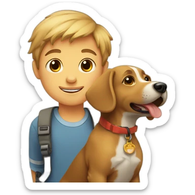 Kid and dog sticker