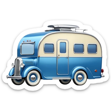 hot rod caravan,1935 with trailer, blue  sticker