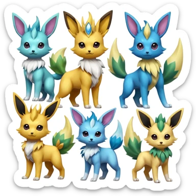 Jolteon-Flareon-Vaporeon-Leafeon-Umbreon-Glaceon-Espeon-Sylveon-Fakémon-Pokémon-Digimon-hybrid-fusion (full body) sticker