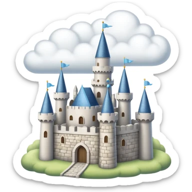 Cloud Castle – White castle resting on fluffy clouds sticker