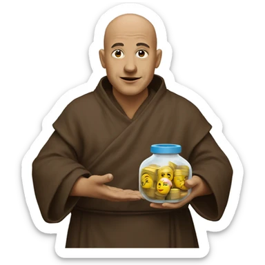 The monk collects donations sticker