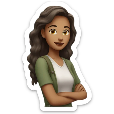 A young charming woman standing before a beautiful  bridge sticker