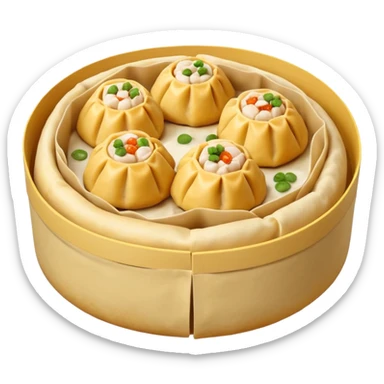siu mai (a type of dim sum, just 1 white color fish patty wrapped by yellow dough, leaving only the top part unwrapped, shape looks like short cylinder shape) sticker