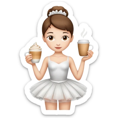 ballerina with cappuccino cup sticker