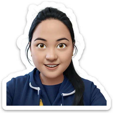 smiling girl with long black hair sticker