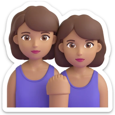 dos chicas, una con pelo corto desmechado en capas hasta la barbilla, castaña, piel morena; la otra con pelo lacio hasta el hombro, castaña, piel morena sticker
