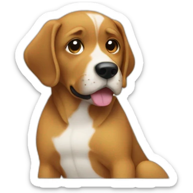 perro sentado haciendo de baño sticker