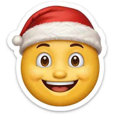 Smiling emoji with santa hat on sticker