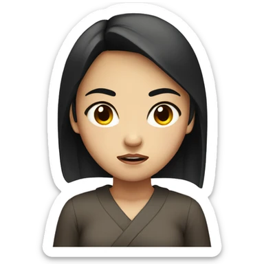 Angry black haired brown eyed Asian girl  sticker